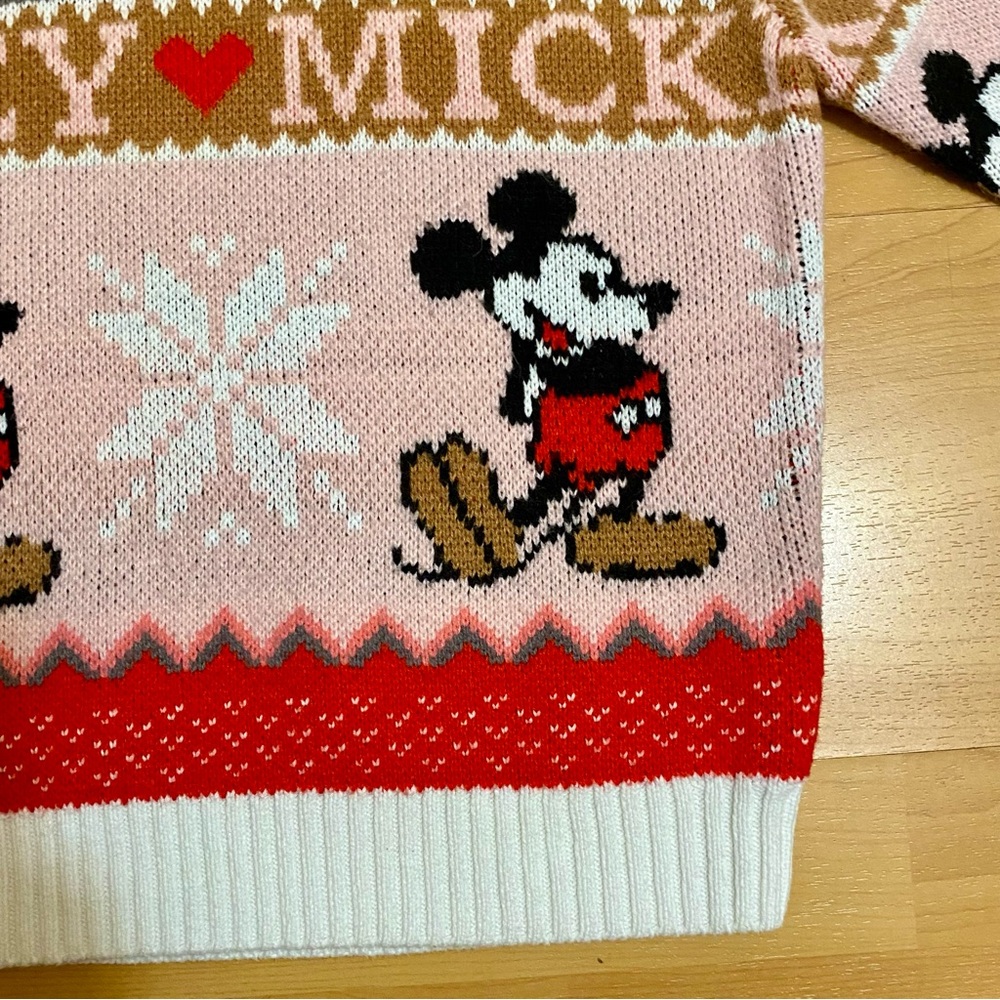 Girls Disney Mickey Mouse Christmas Sweater Size L 10-12 Holiday Knit - Picture 3 of 7